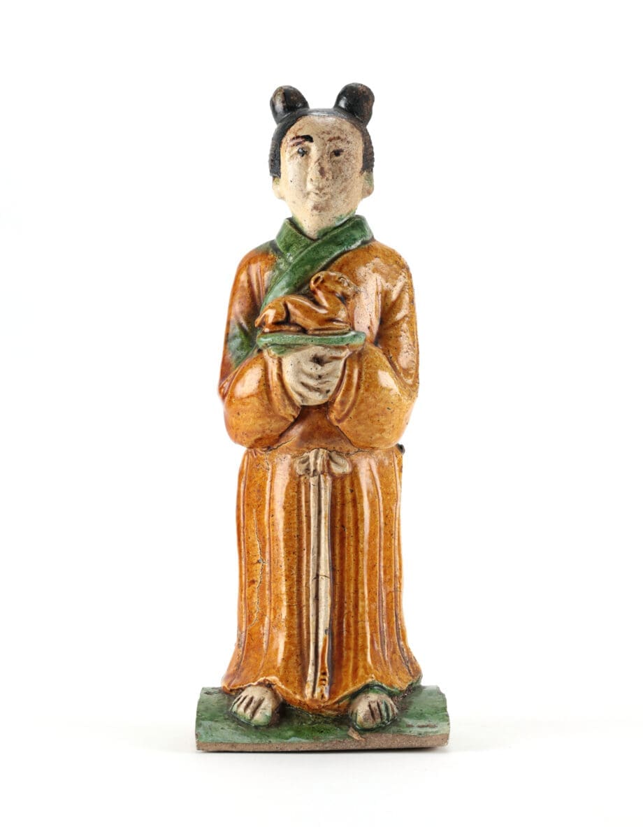 Paire de figurines de toit chinoises Sancai – dynastie Ming – collection Van Achterbergh – Vergulde Kat
