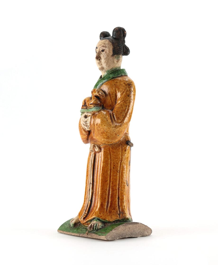 Paire de figurines de toit chinoises Sancai – dynastie Ming – collection Van Achterbergh – Vergulde Kat