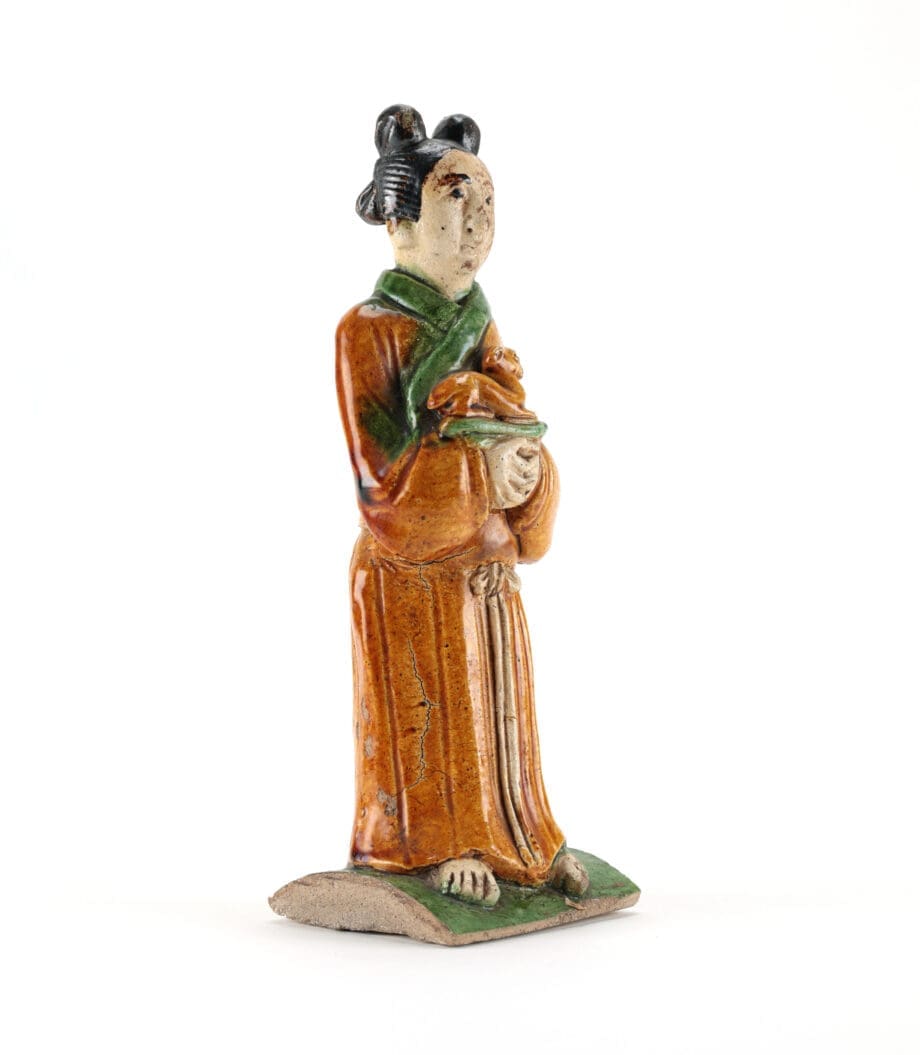 Paire de figurines de toit chinoises Sancai – dynastie Ming – collection Van Achterbergh – Vergulde Kat