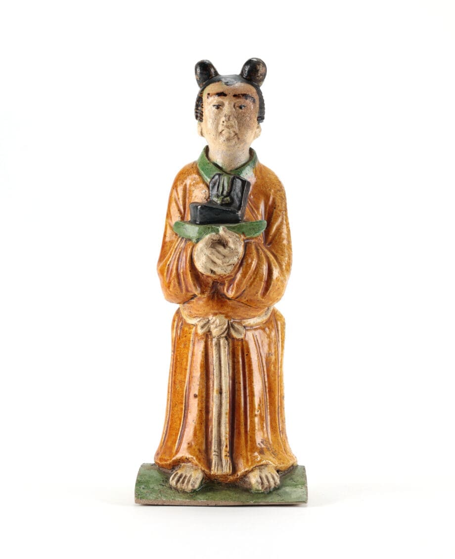 Paire de figurines de toit chinoises Sancai – dynastie Ming – collection Van Achterbergh – Vergulde Kat