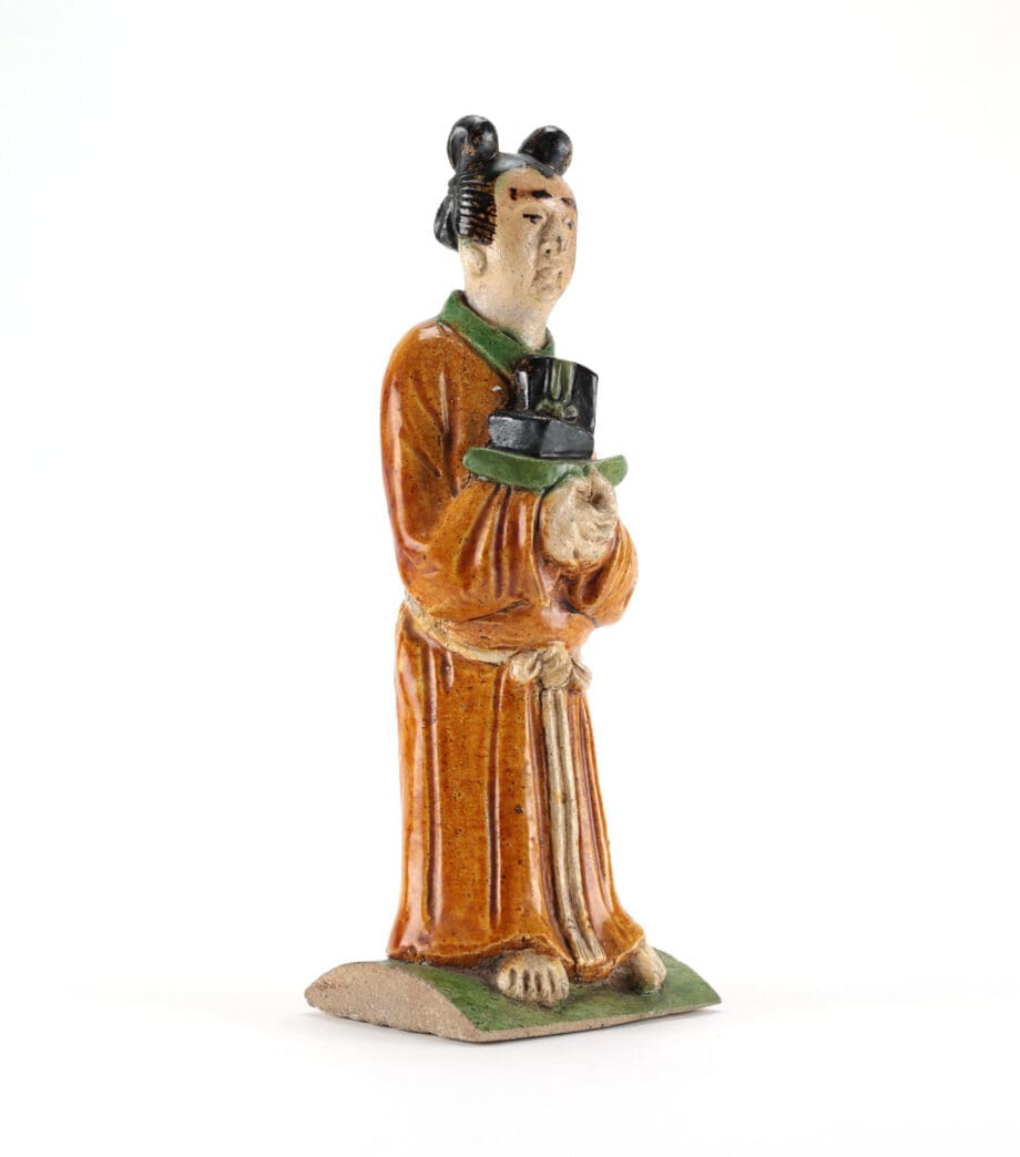 Paire de figurines de toit chinoises Sancai – dynastie Ming – collection Van Achterbergh – Vergulde Kat