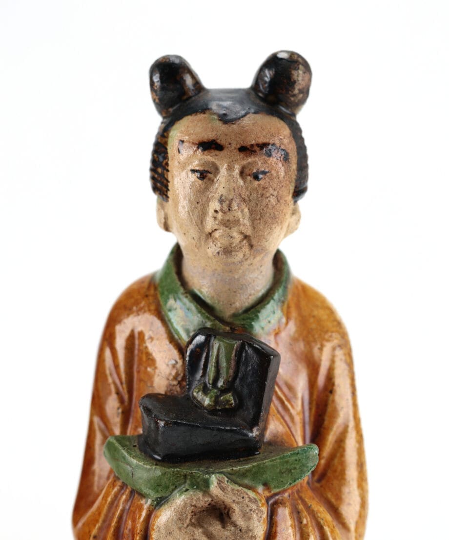 Paire de figurines de toit chinoises Sancai – dynastie Ming – collection Van Achterbergh – Vergulde Kat