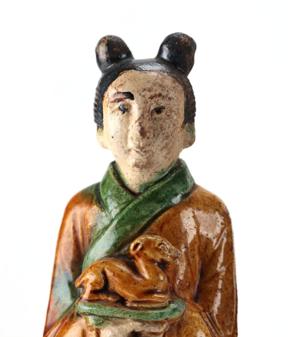 Paire de figurines de toit chinoises Sancai – dynastie Ming – collection Van Achterbergh – Vergulde Kat