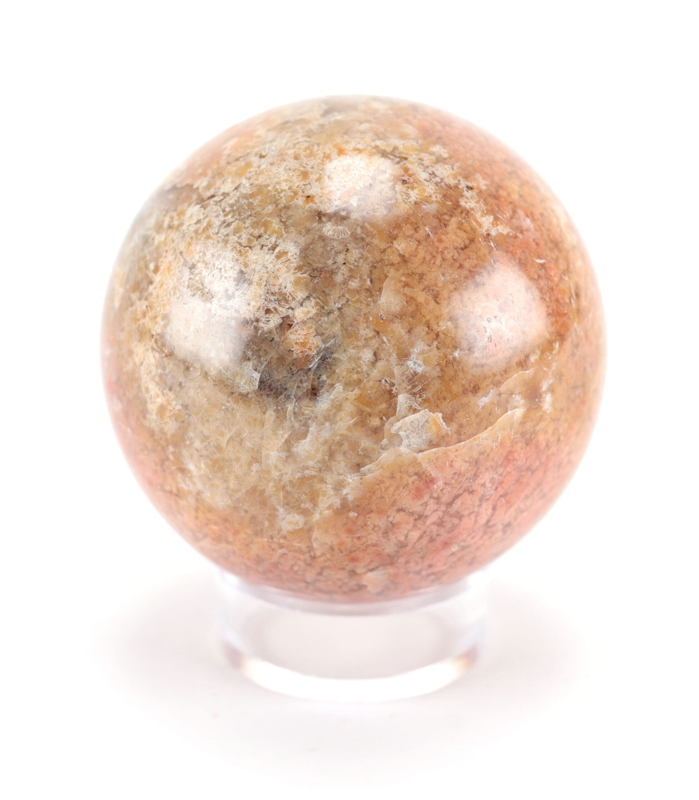 Veldspaat mineraal bol (684 gram, 8 cm) – Wunderkammer object – detailfoto