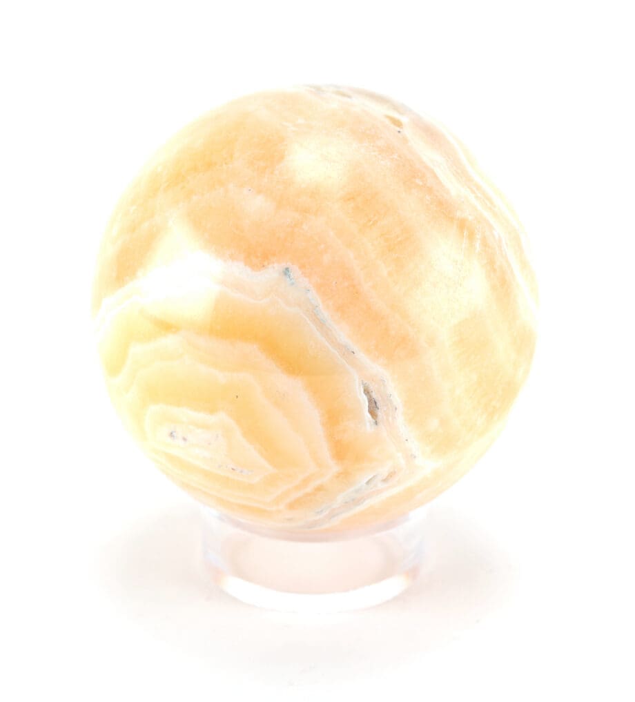 Honey Calcite bol (854 gram, 9 cm) – Wunderkammer mineraal – Vergulde Kat