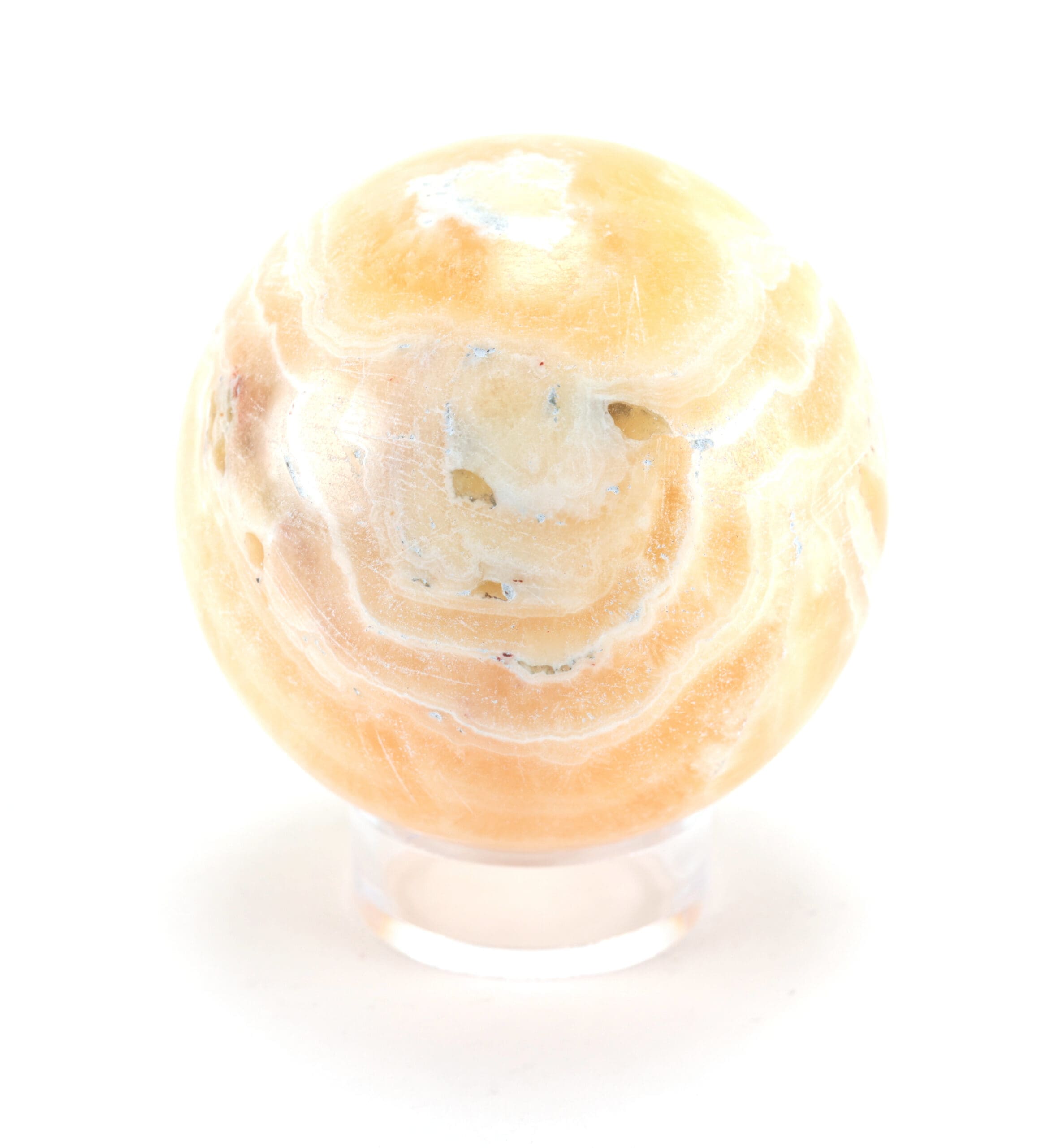 Honey Calcite bol (854 gram, 9 cm) – Wunderkammer mineraal – detailfoto
