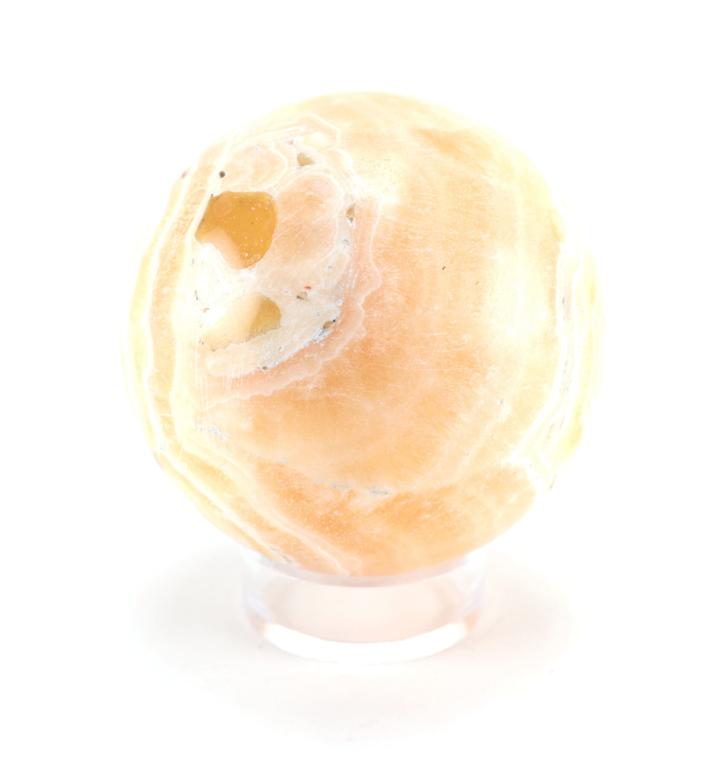 Honey Calcite bol (854 gram, 9 cm) – Wunderkammer mineraal – detailfoto