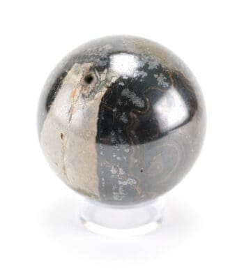 Zwarte Orbiculaire Jaspis bol (1288 gram, 8,5 cm) – Wunderkammer mineraal – detailfoto