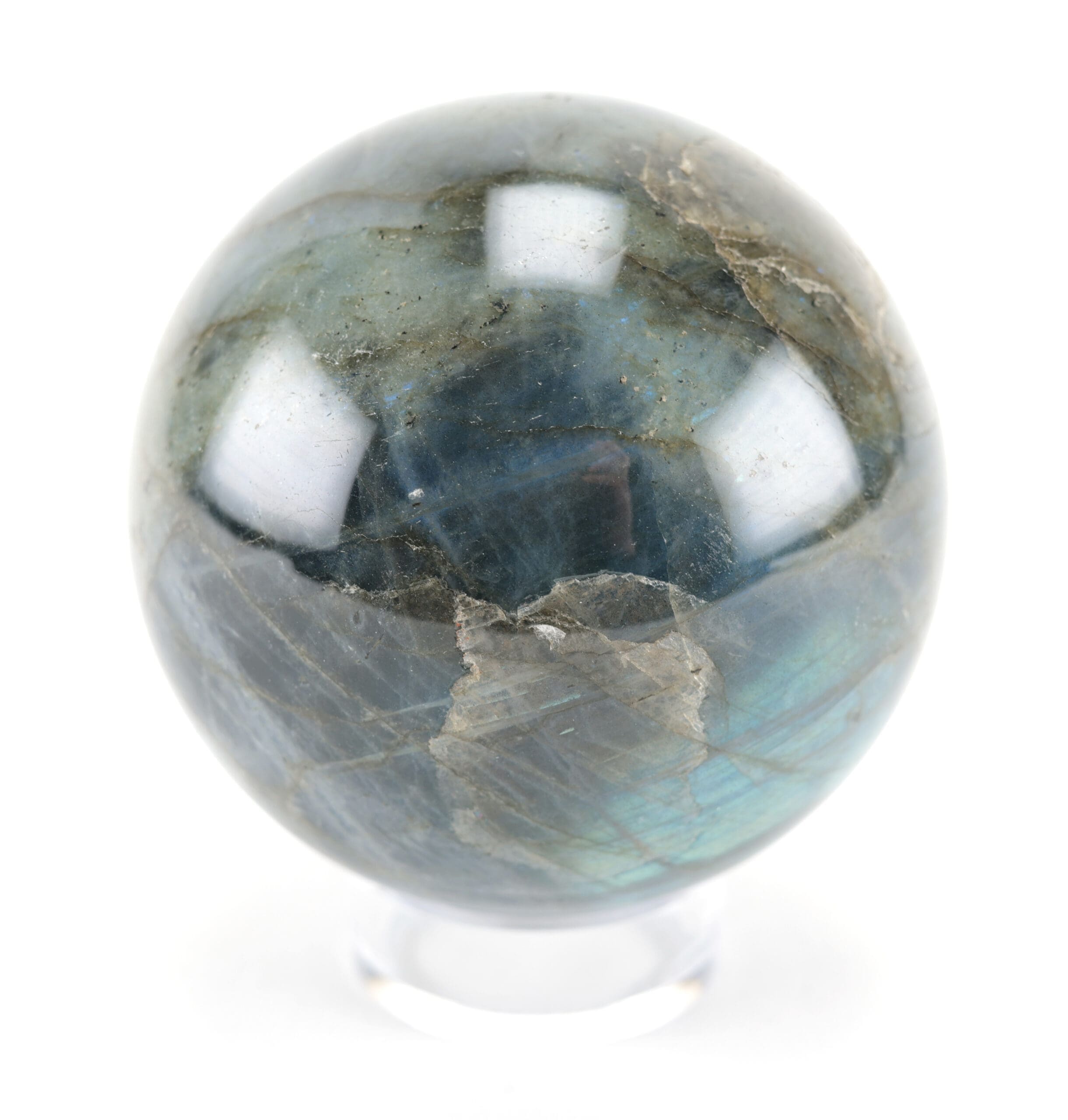 Labradoriet bol (1130 gram, 9 cm) – Wunderkammer mineraal – detailfoto