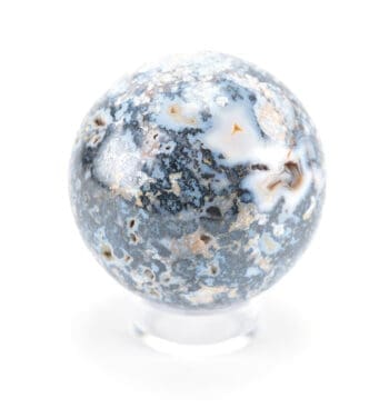 Dendritische Agaat bol – 8,5 cm – Chalcedoon Wunderkammer mineraal – detailfoto