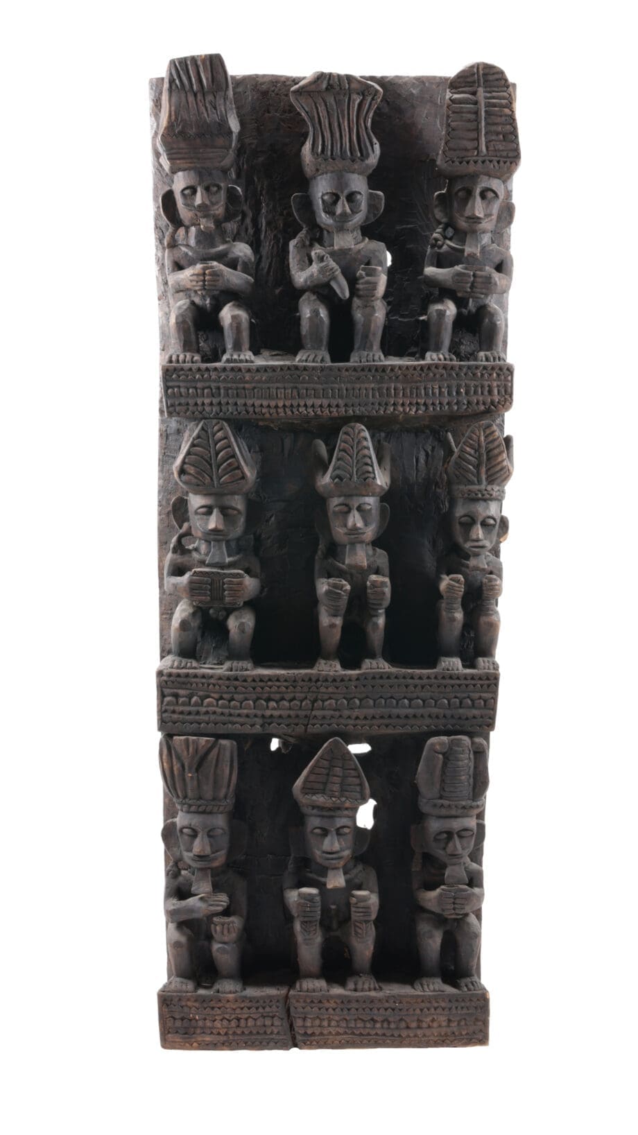 Monumental Nias panel with ancestor statues - Indonesia - Vergulde Kat
