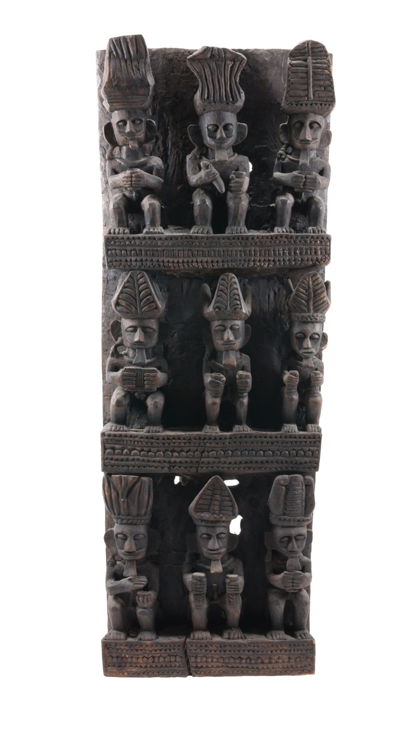 Monumental Nias panel with ancestor statues - Indonesia - detail photo
