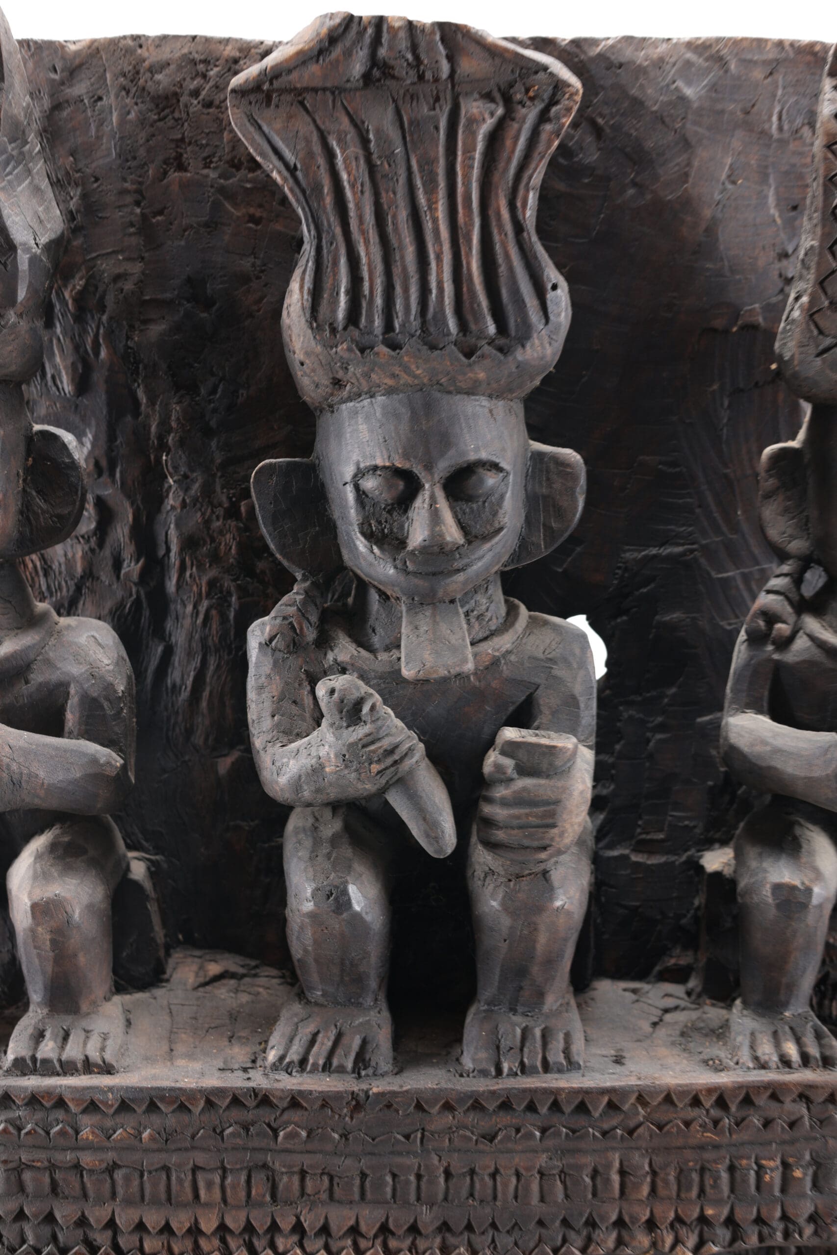 Monumental Nias panel with ancestor statues - Indonesia - detail photo