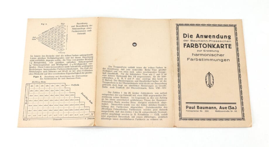 Baumanns Neue Farbentonkarte – System Prase – Block No. 1 – 1912 – Vergulde Kat