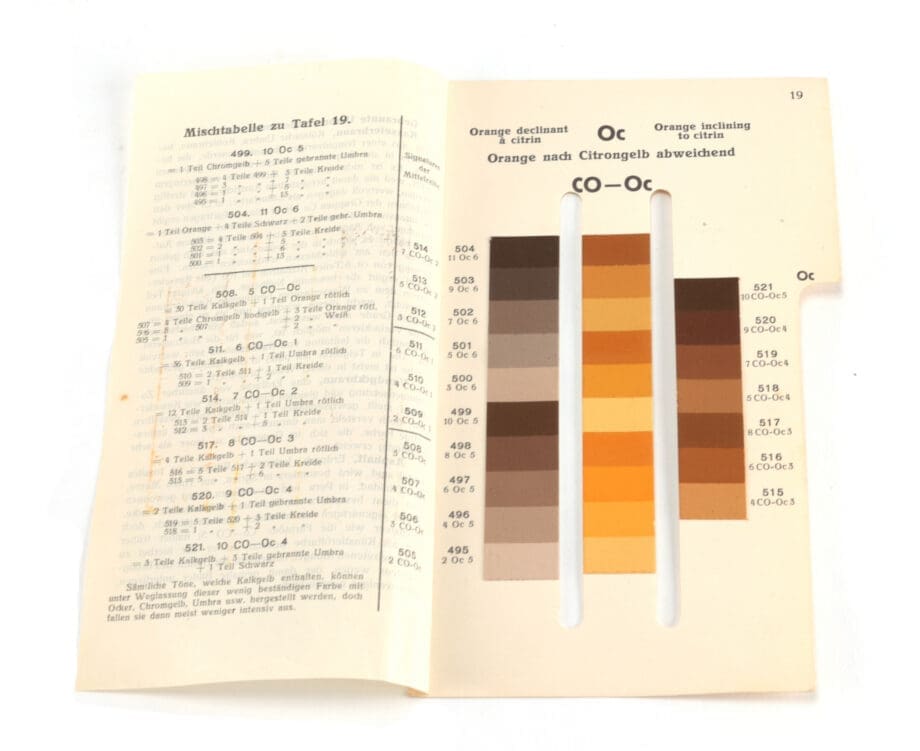 Baumanns Neue Farbentonkarte – System Prase – Block No. 1 – 1912 – Vergulde Kat