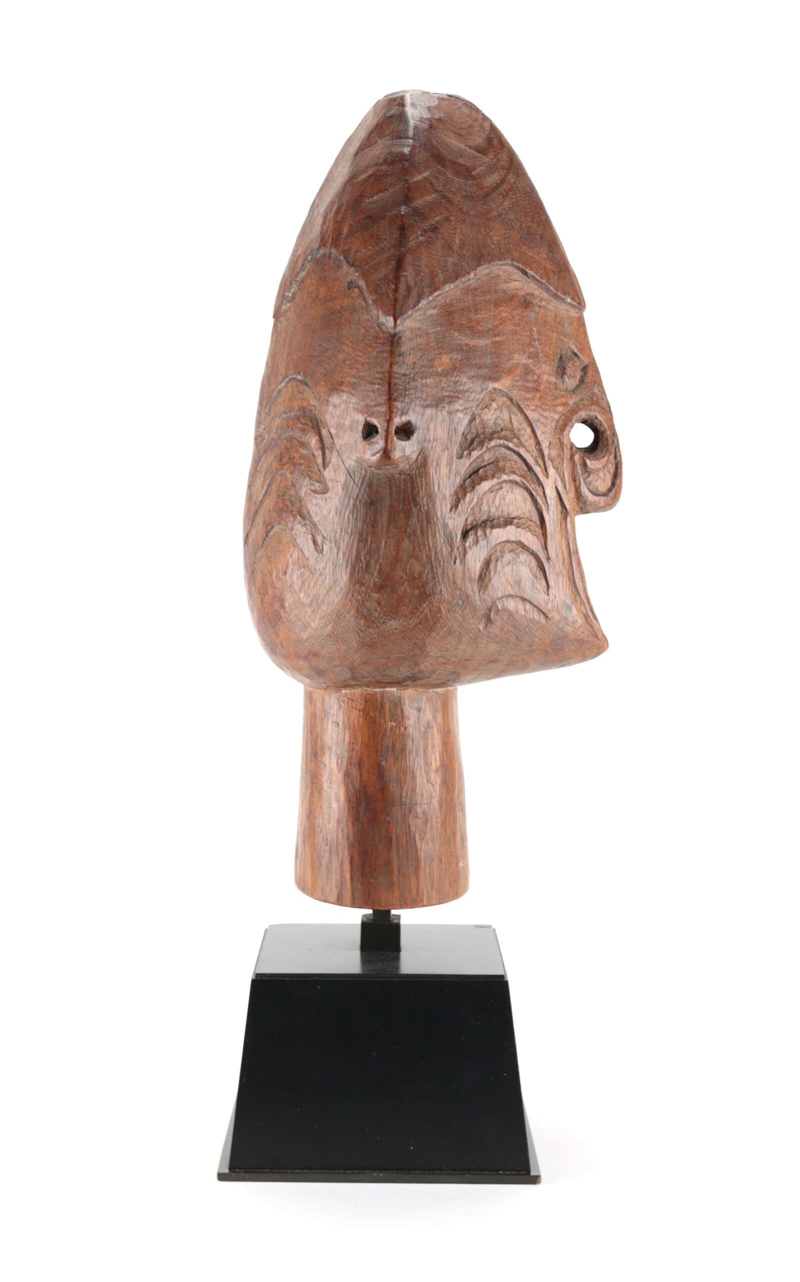 Monumental Asmat ancestor head, Sor River, Yaosokor, collected in 1957 – detail photograph