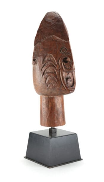 Monumental Asmat ancestor head, Sor River, Yaosokor, collected in 1957 – detail photograph