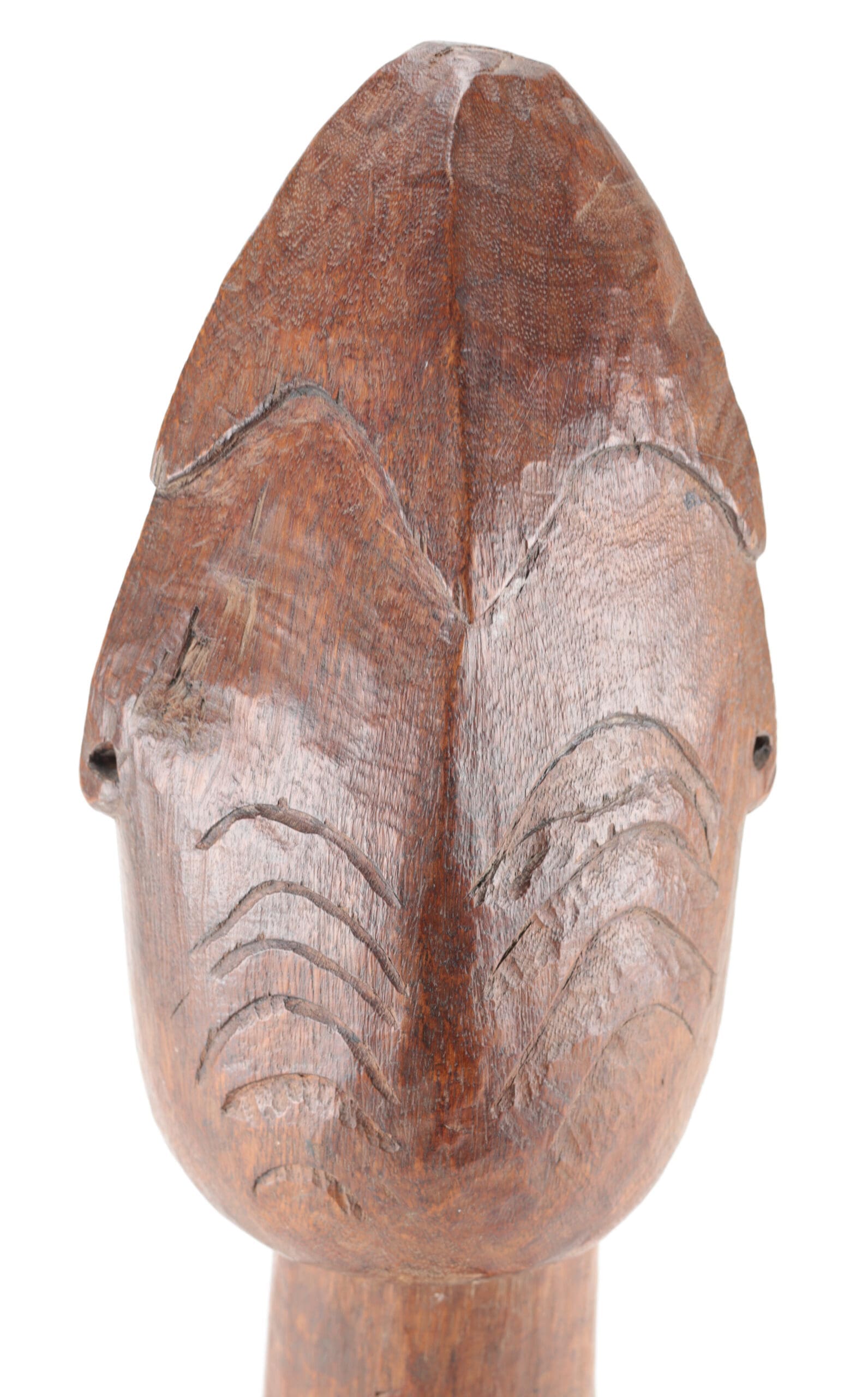 Monumental Asmat ancestor head, Sor River, Yaosokor, collected in 1957 – detail photograph