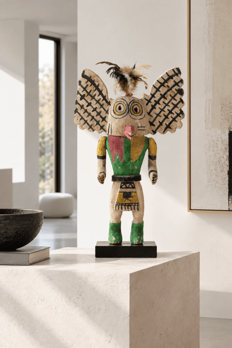 Hopi Mucaias kachina - owl katsina - 40 cm - Pueblo art - Vergulde Kat