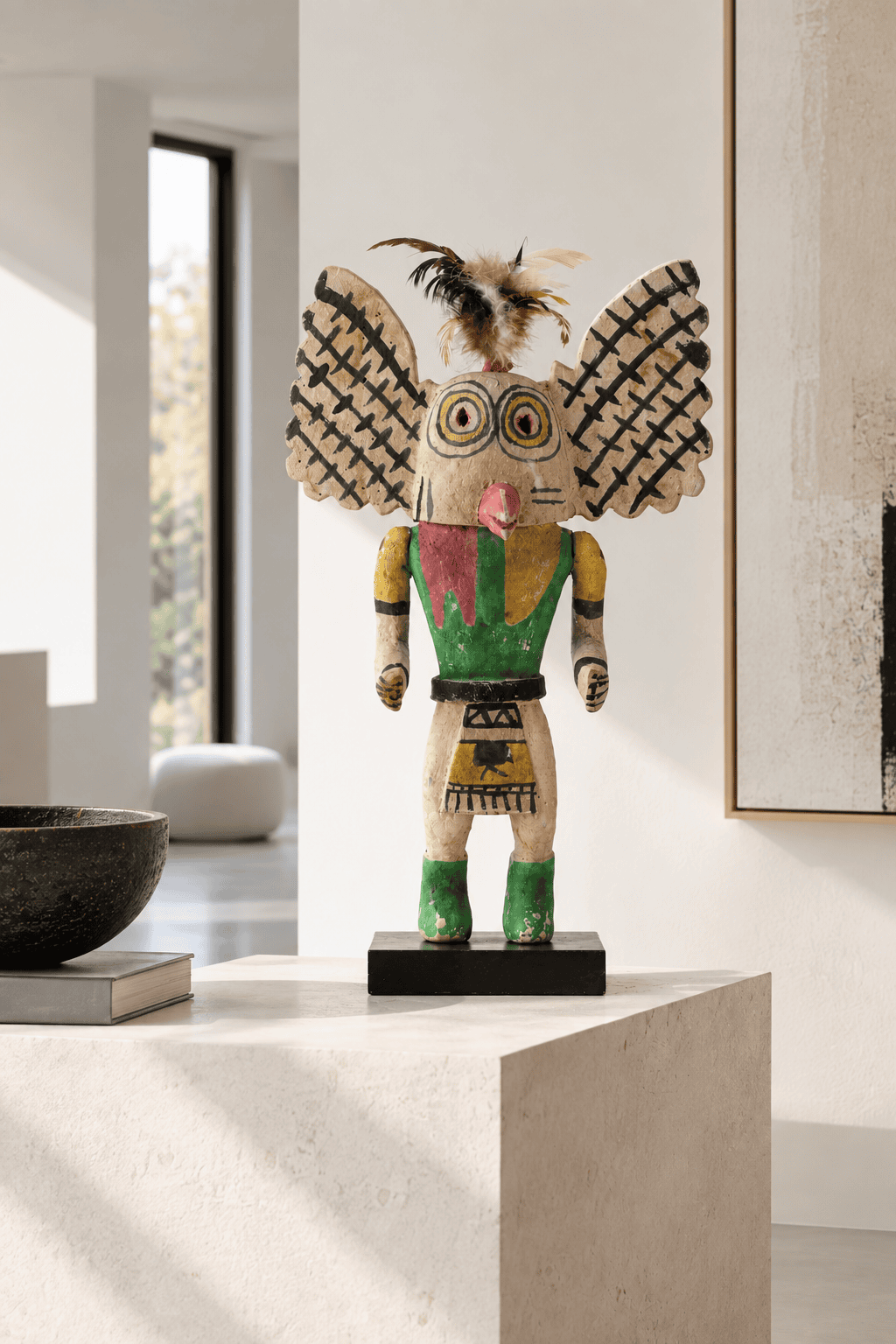 Hopi Mucaias kachina - owl katsina - 40 cm - Pueblo art - detail photo